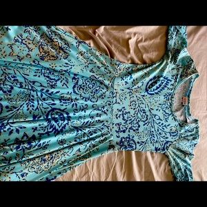Lularoe Nicole dress, pretty blues and grey.